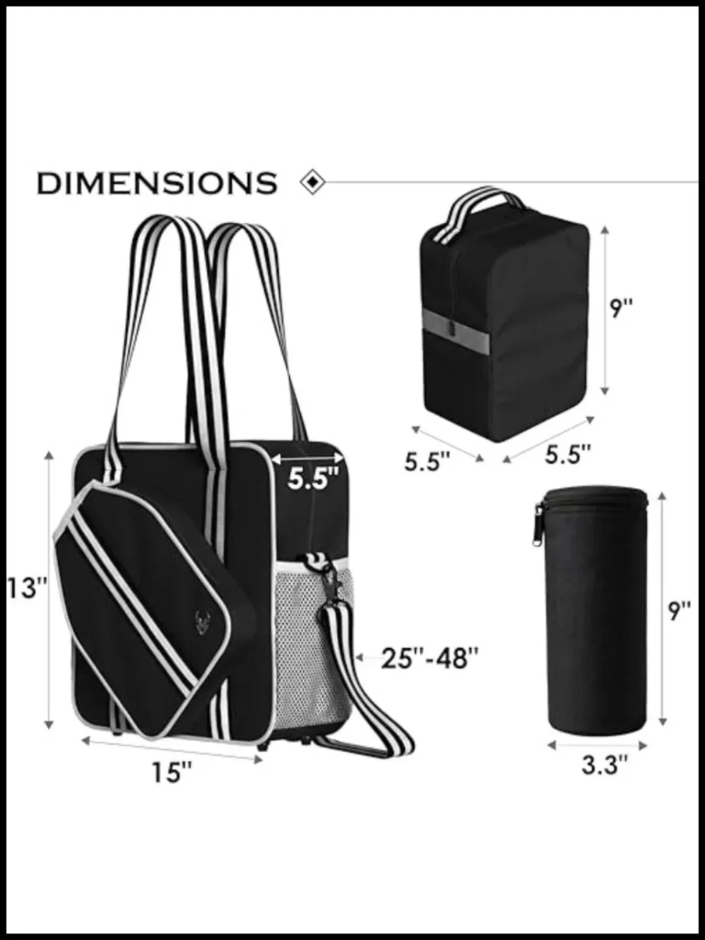 Pickleball Tote Bag with Detachable Cooler & Fence Hooks